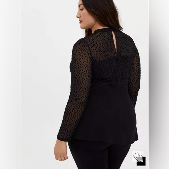 Black Star Mesh & Premium Ponte Peplum Top - Picture 5 of 9